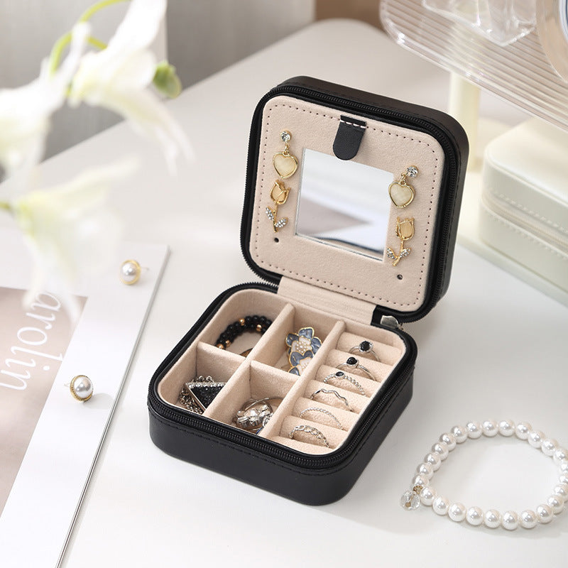 Jewelry Box Travel Portable With Mirror Ornament