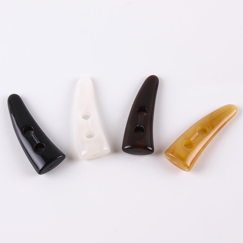 Acrylic Horn Button Oval Olive Buckle