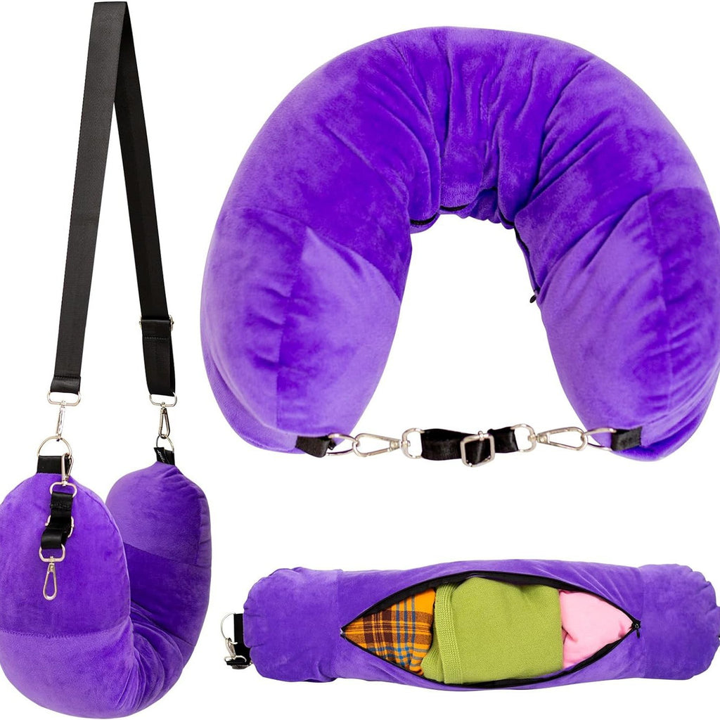 New Travel U-shaped Pillow Can Fill Clothes