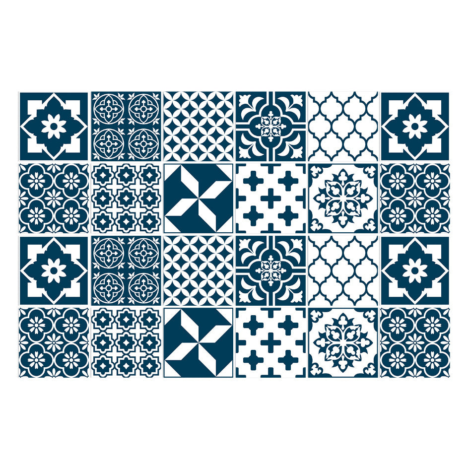 24 Pieces Of Mandala Tile Self-adhesive Waterproof PVC Wall Stickers