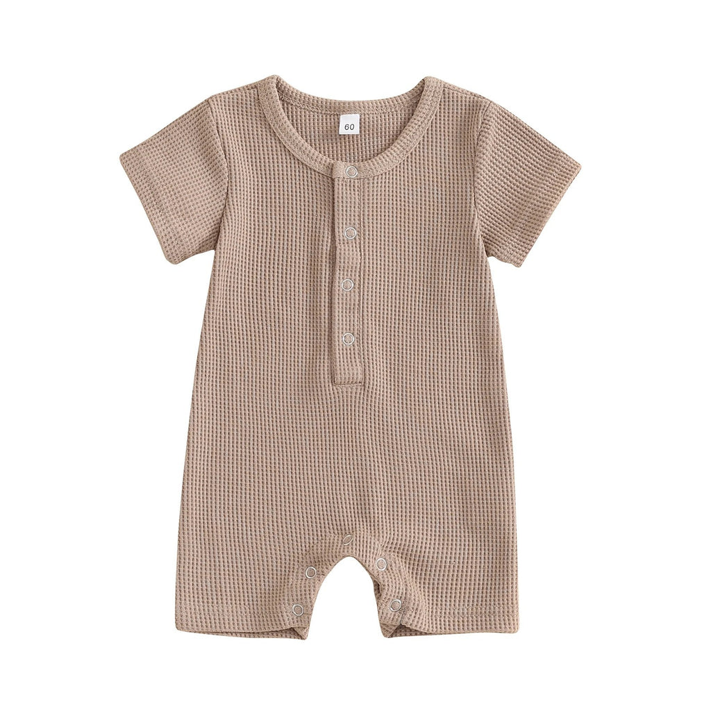 Children's Waffle Short-sleeved Jumpsuit
