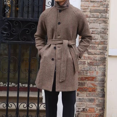 Mid-length Vintage Wool Coat With Shoulder Insert
