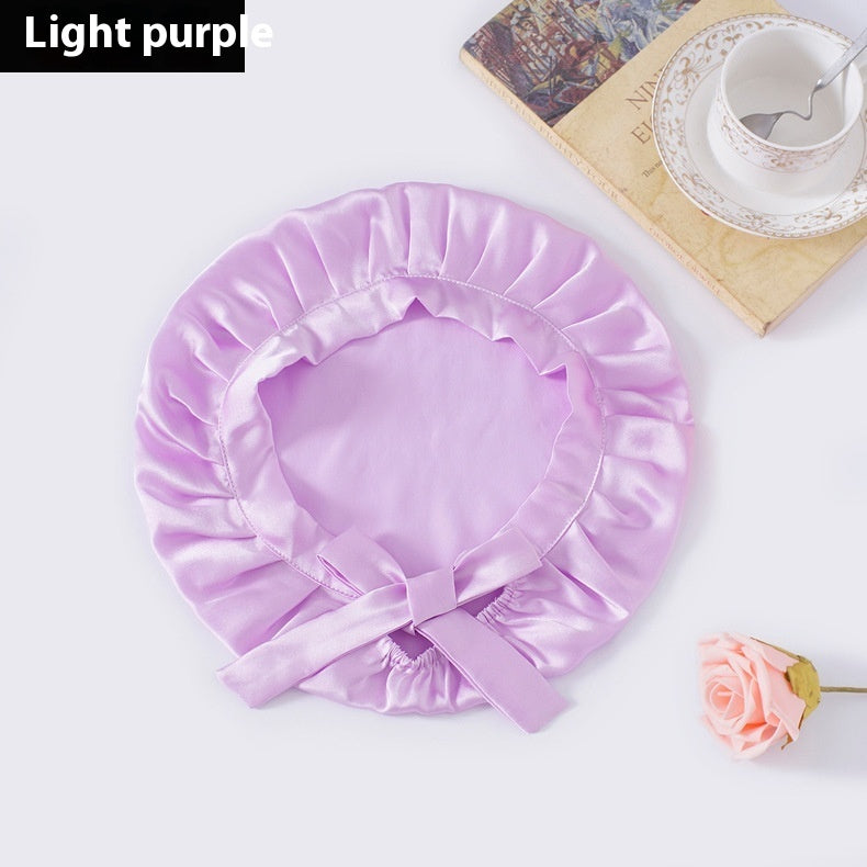 Encrypted Satin Silk Plain Satin Confinement Household Hair Care Lace-up Nightcap