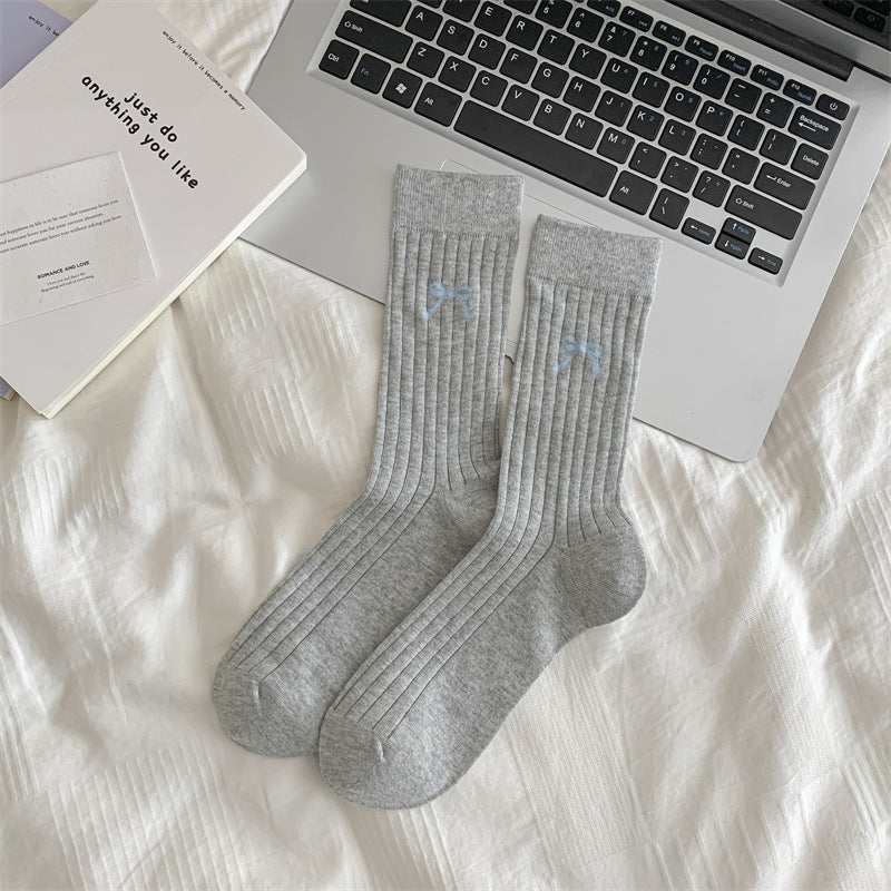 Cute Girl Bow Tube Socks Hollow Bunching Socks