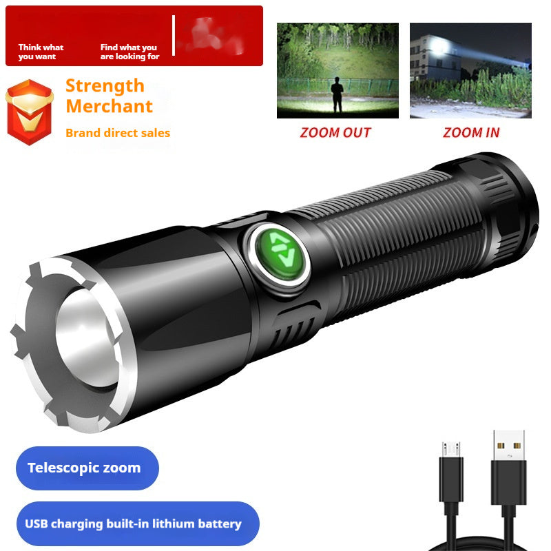 Led Outdoor USB Rechargeable Cob Sidelight Flashlight