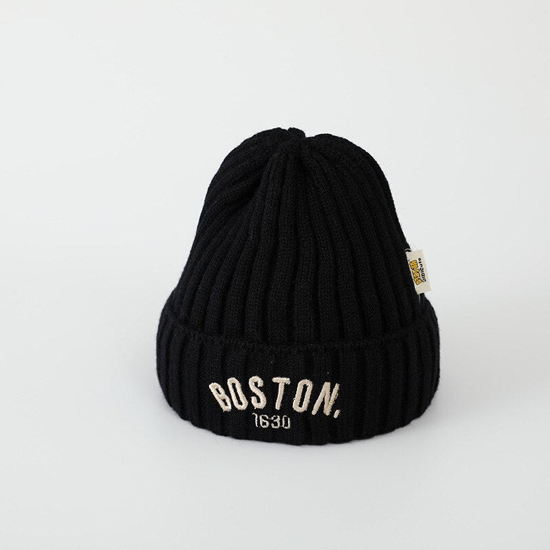 BOSTON Letter Children Woolen Knitted Hat