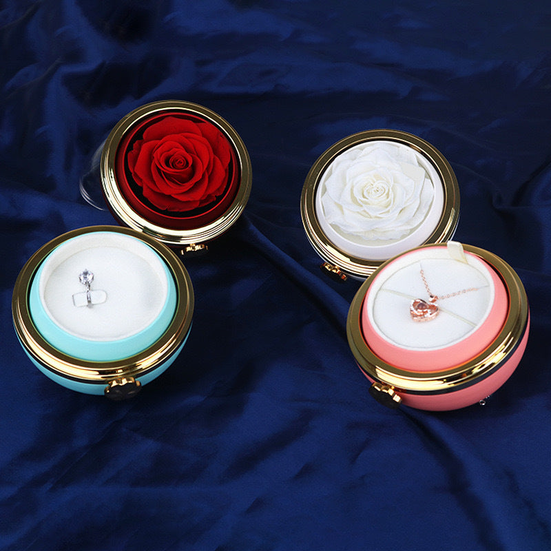 Circular Rotatable Eternal Flower Jewelry Box