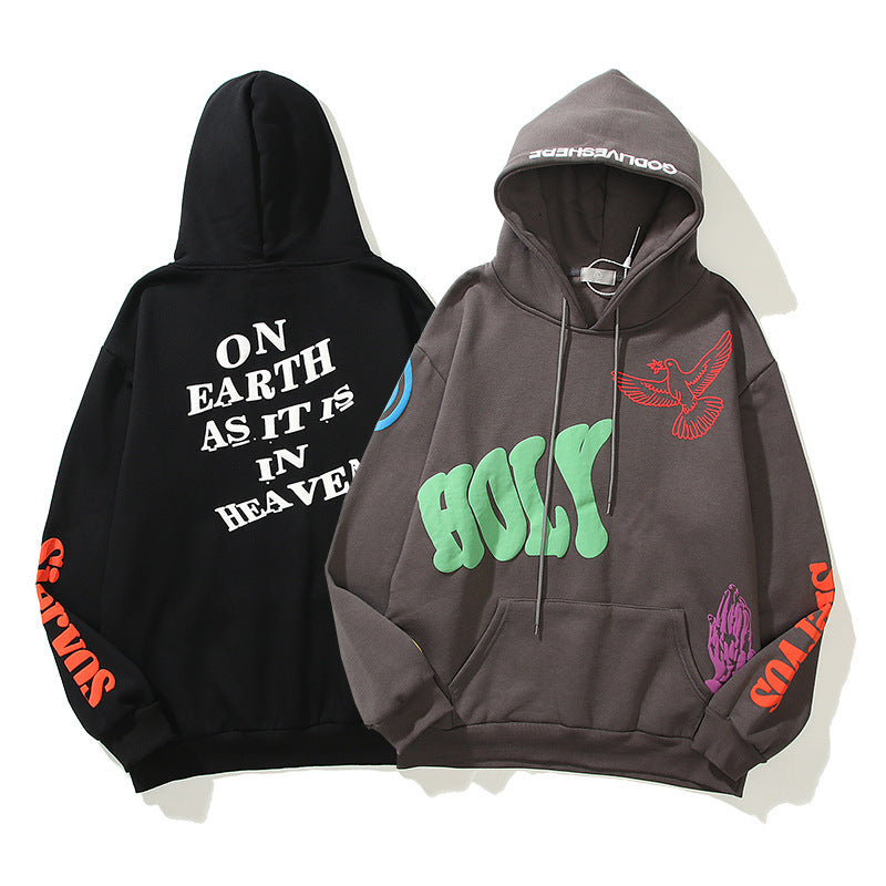 High Street Three-dimensional Foam Graffiti Printed Hoodie In Autumn And Winter