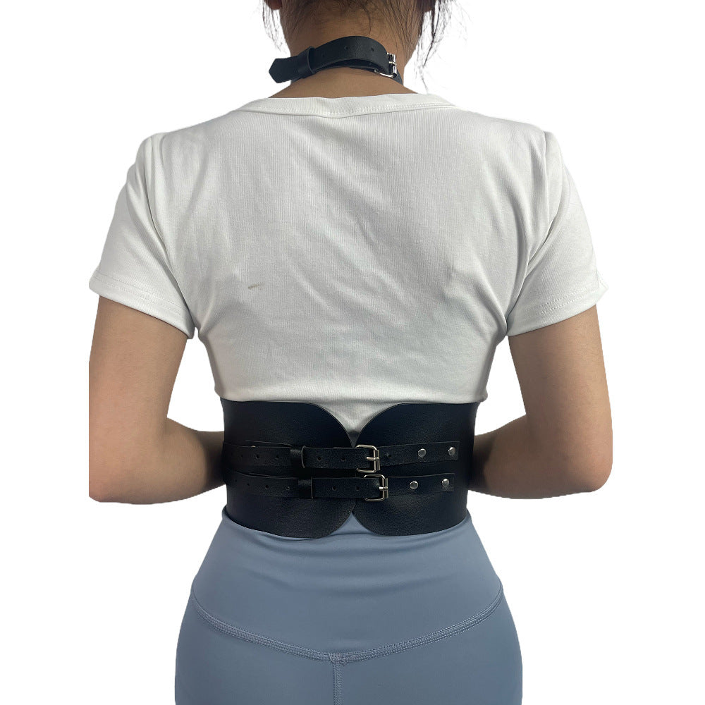 Women's Chest Cover Leather Halter Adjustable Belt