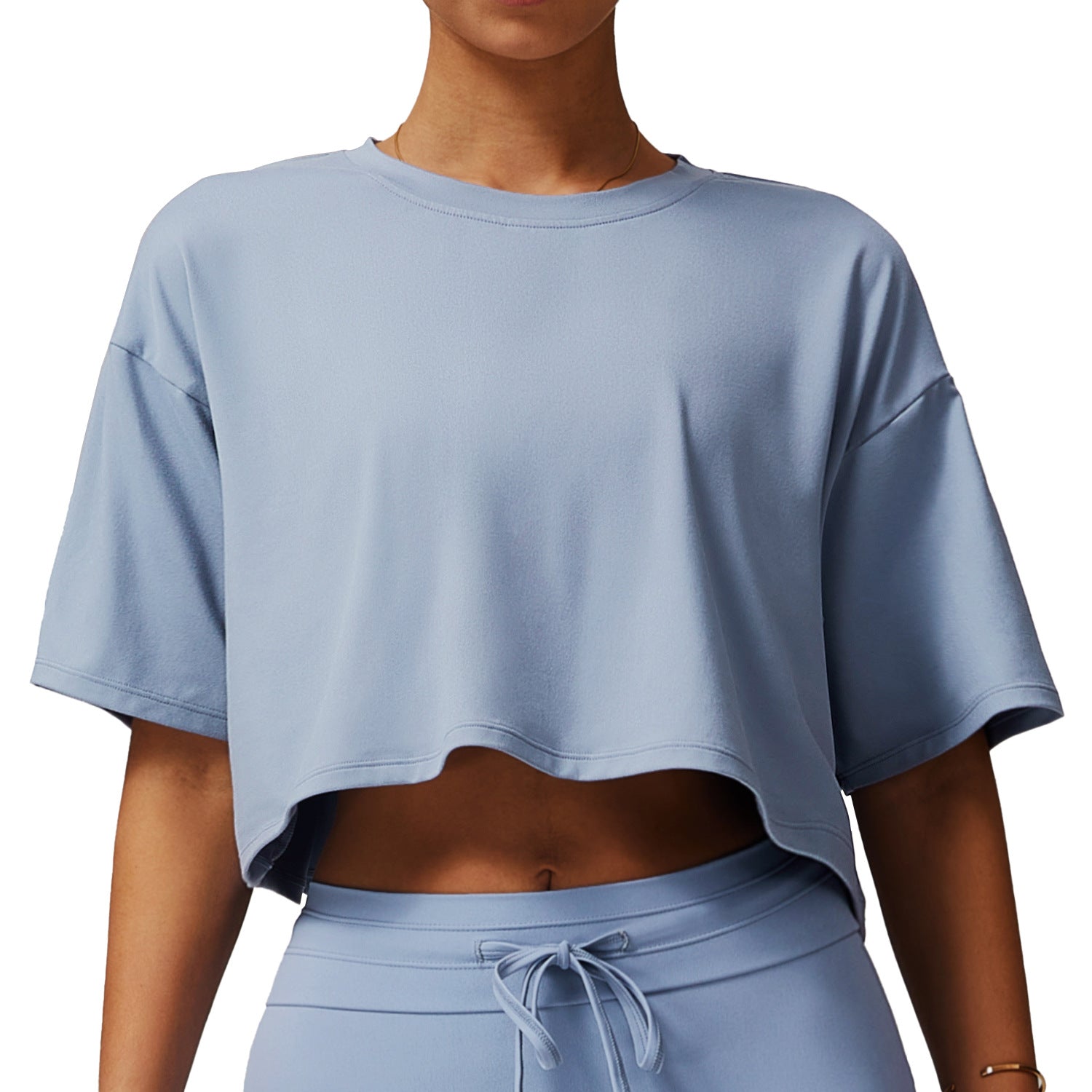 Brushed Sports Short-sleeved Top Comfortable Round Neck