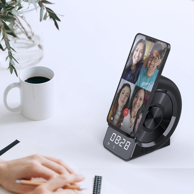 Mobile Phone Holder Wireless Charging Bluetooth Clock Speaker