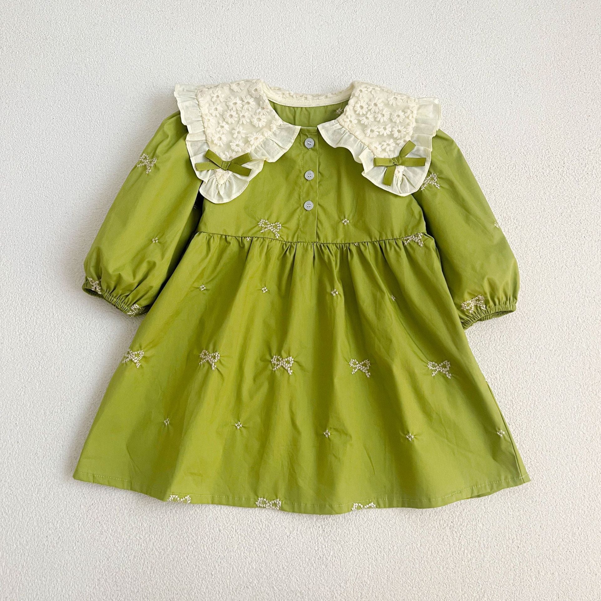 Autumn Clothes Baby's Gown Doll Collar Lace Embroidery
