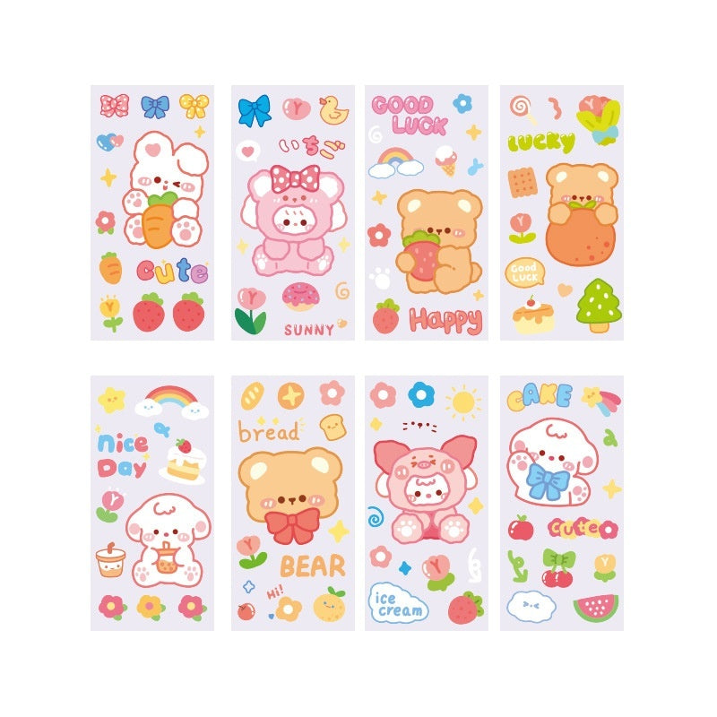 Cute Bear Clear Water Cup Stickers Children's Cartoon Korean Journal Material Mobile Phone Cup Decoration