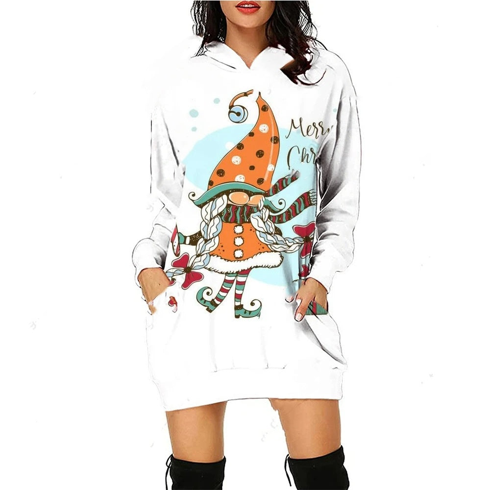 Santa Claus Pullover Hooded Sweater Dress