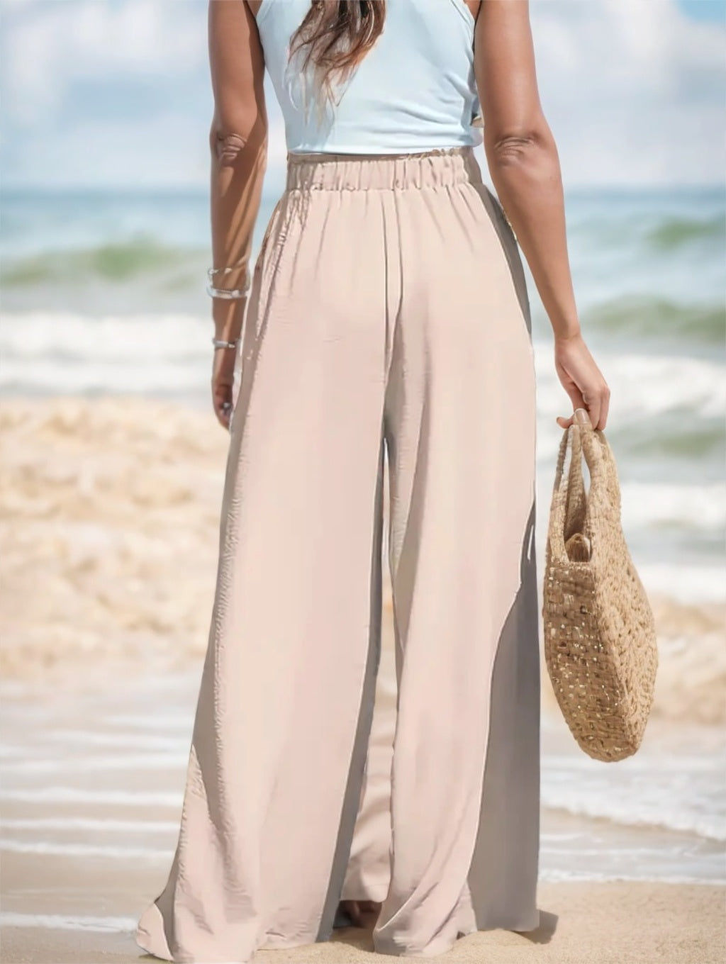 Comfortable And Breathable High-waisted Loose Wide-leg Pants For Women's Casual Fashion