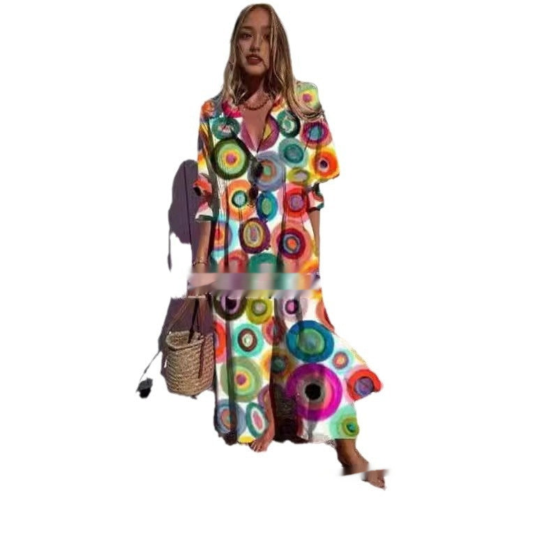 European And American Ladies Casual Printing Temperament Commute Dress