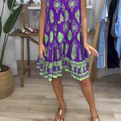 Women's Shirt Collar Sleeveless Long Dress