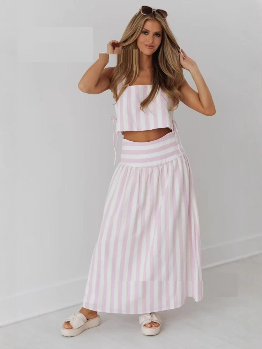 Women's Vacation Style Swing Skirt Mid-length Umbrella Skirt Suit