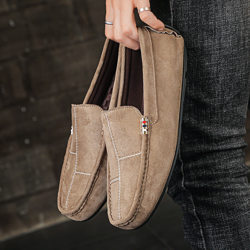 British Style Casual Men's Shoes Suede Rubber Sole Handmade Gommino Casual Shoes