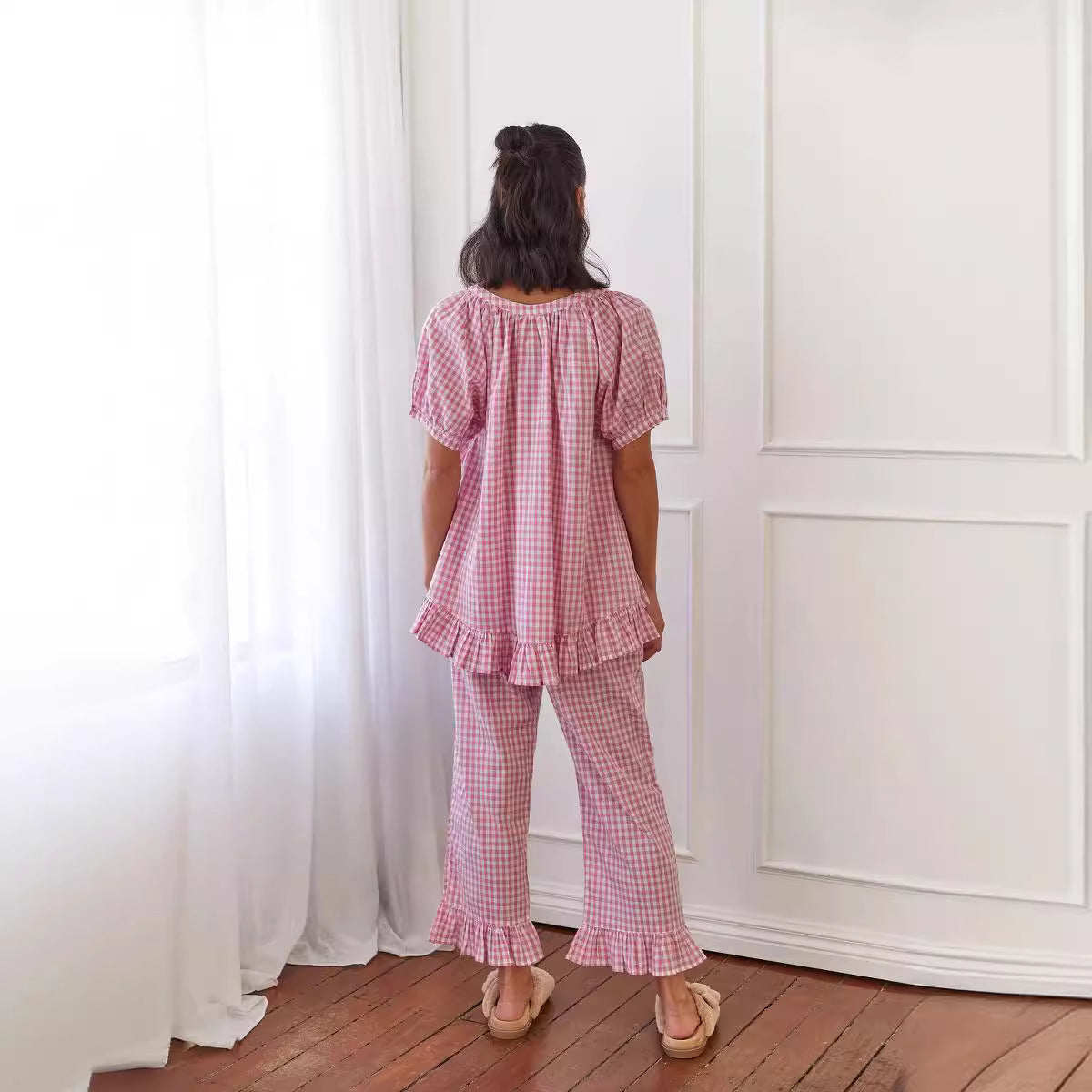 Women's Comfort And Casual Ruffled Button Top Trousers Suit
