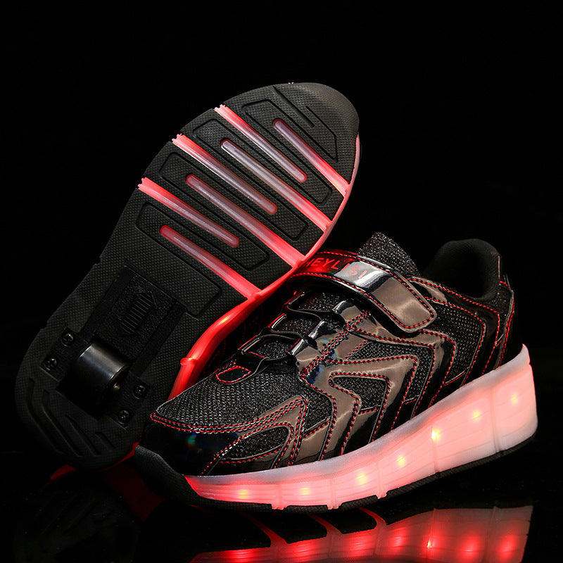 Single Wheel Runaway Shoes Double Wheel USB LED Light Filled Shoes