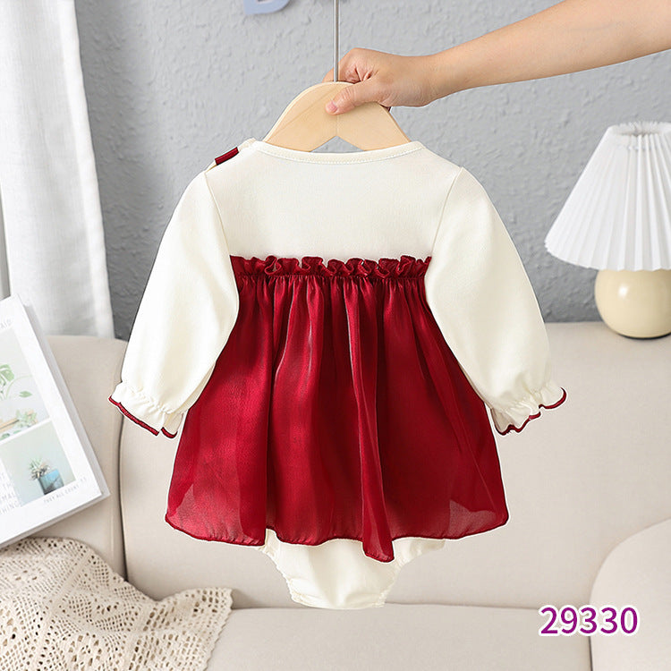 Baby Jumpsuit Bow Baby Long-sleeved Triangle Romper Romper