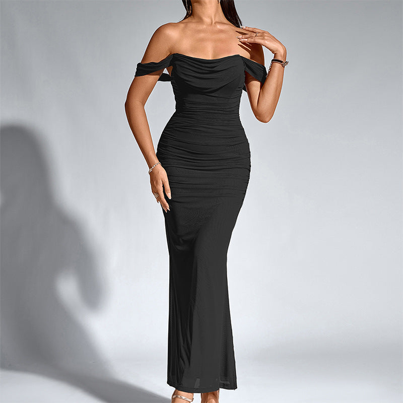 Women's Off-shoulder Skinny Sheath Long Dress