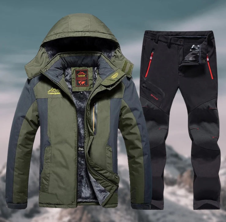 Fleece Padded Hooded Windproof Mountaineering Suit