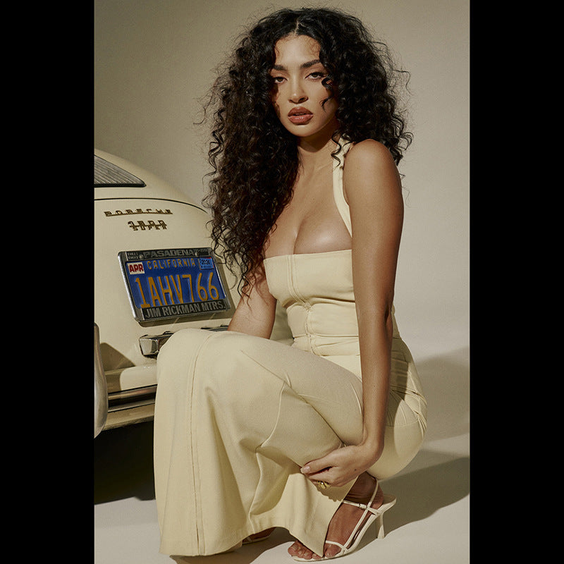 Women's Halter Single-breasted Split Hip Dress