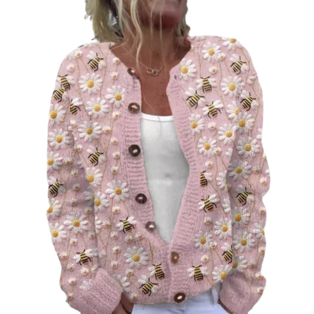 3D Digital Printing Cardigan Knitted Coat