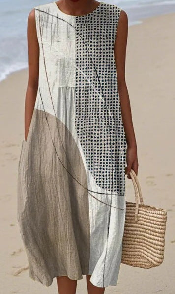 Slim-fit Printed Long Dress 3D Printed Women's