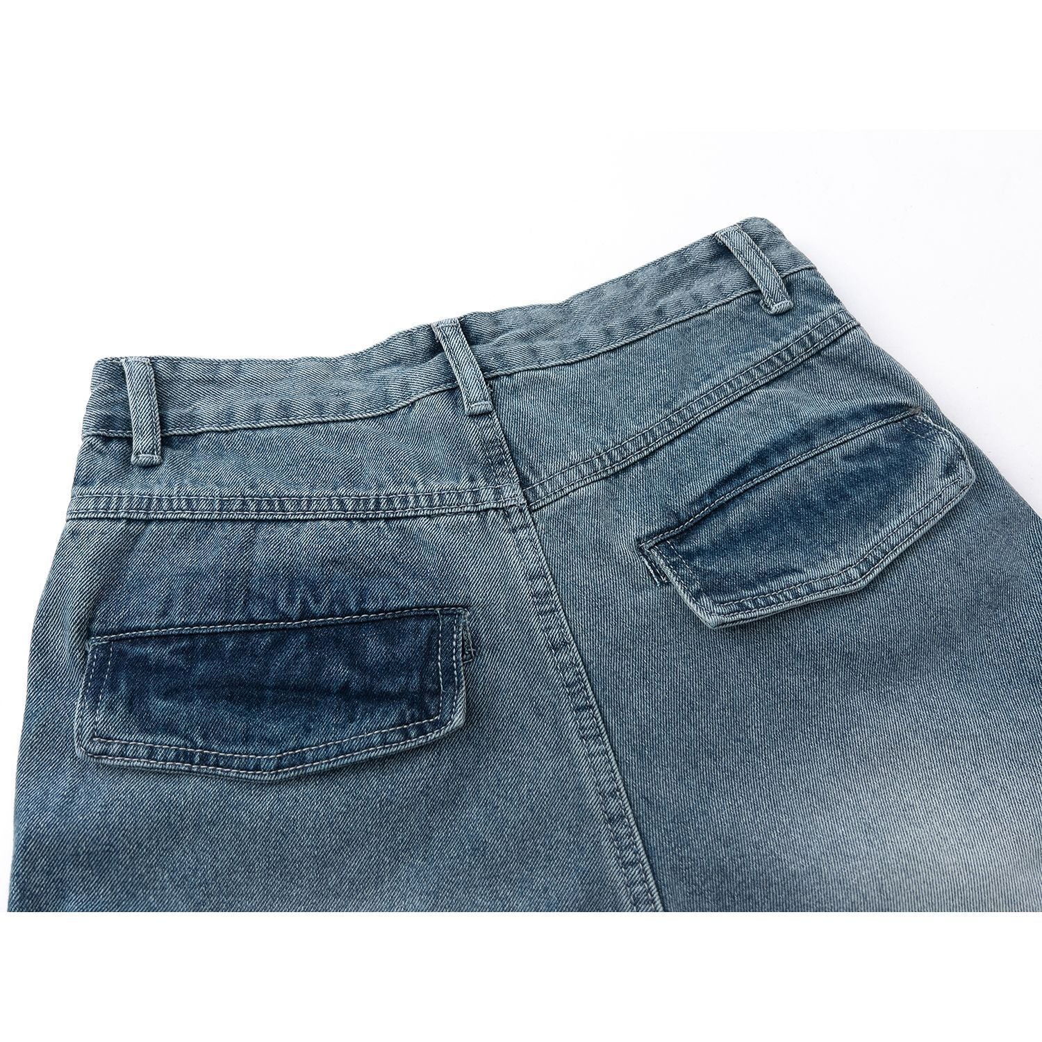 American Street Retro High Street Loose Multi-pocket Jeans Casual