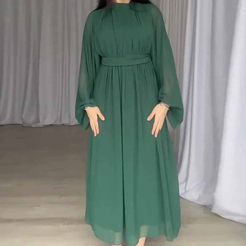 Pure Color Fashion Mesh Patchwork Elegant Dress