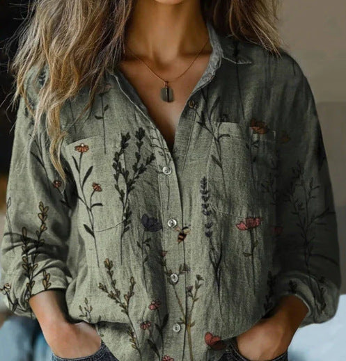 D Printed Exquisite Linen Women's Top