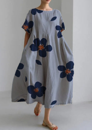 Digital Printing Small Chrysanthemum Women's Short-sleeved Dress