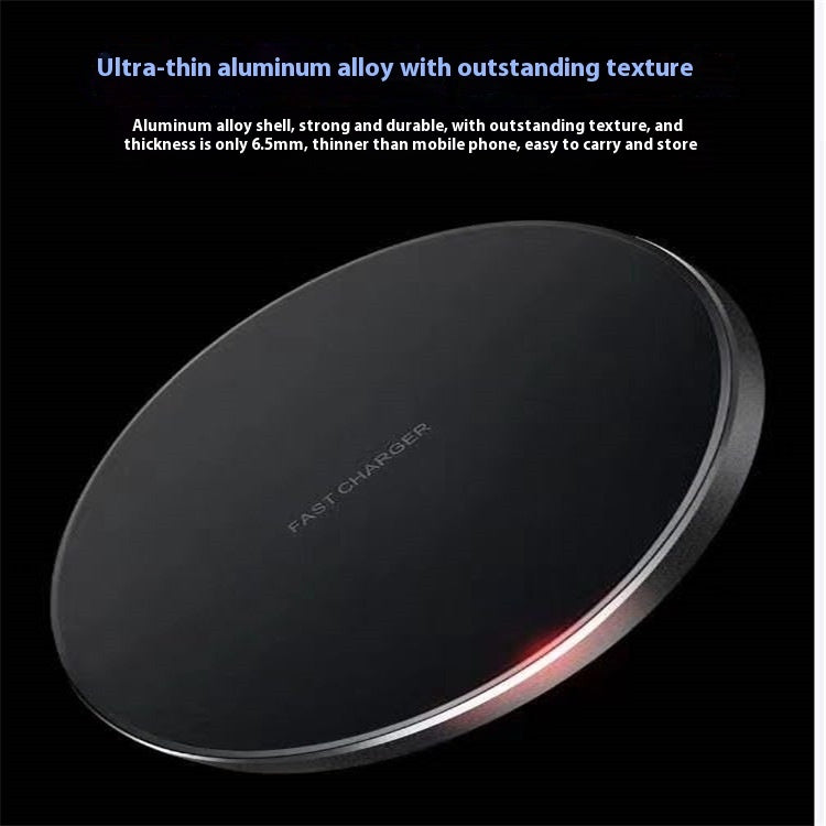 Aluminum Alloy Round QI15W Wireless Charger For