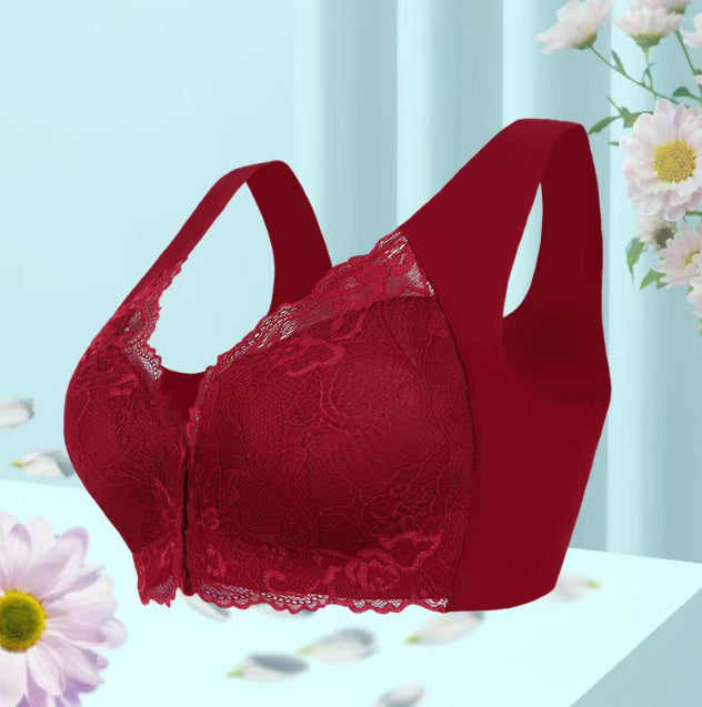 Plus Size Front Buckle Thin Bra Lace Wireless