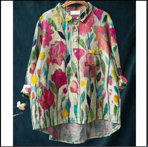 Loose Print Crew Neck Casual Plus Size Women's T-shirt