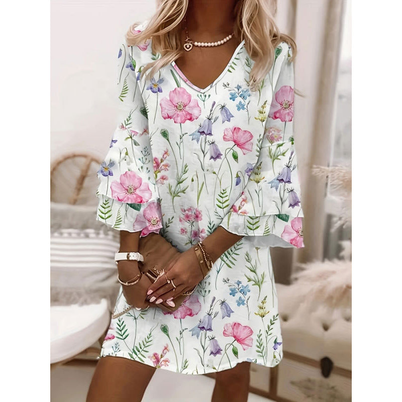 Women's Fashionable All-Match Full-body Printing Dress