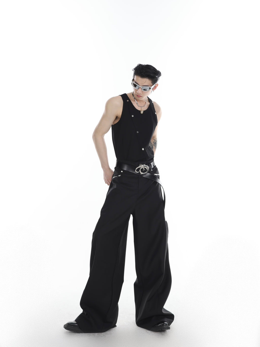 Snake Pattern Pit Stripe Knitted Vest