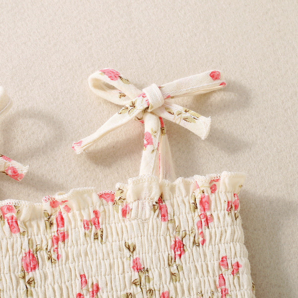 Baby Girl Flower Print Sling Triangle Rompers Tulle Skirt