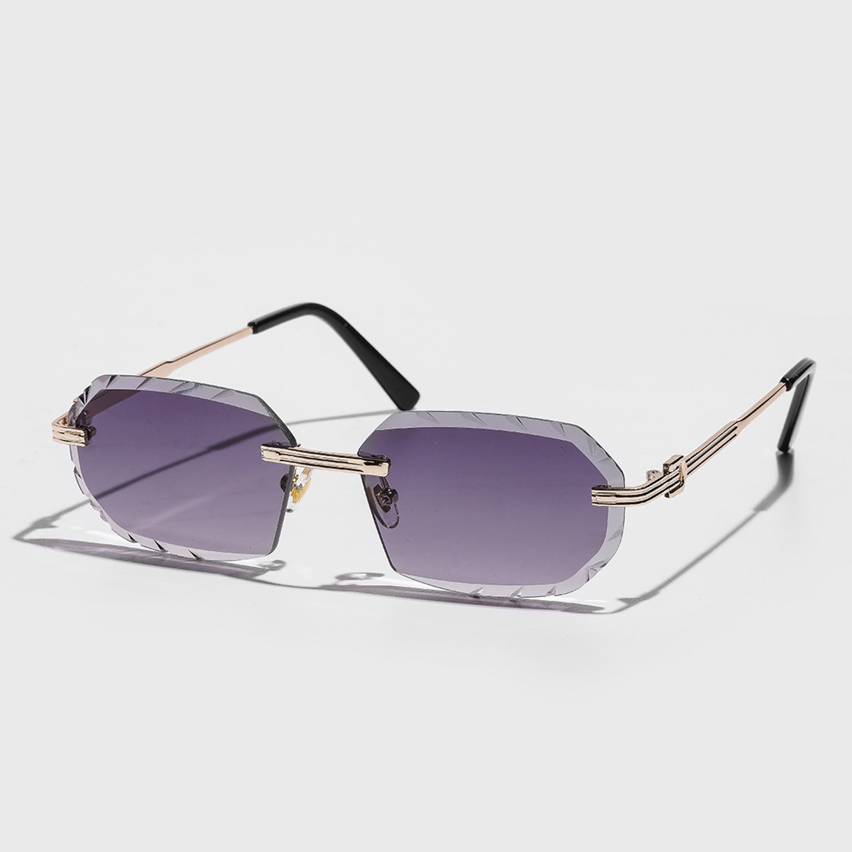 Metal Frameless Diamond Cut Sunglasses
