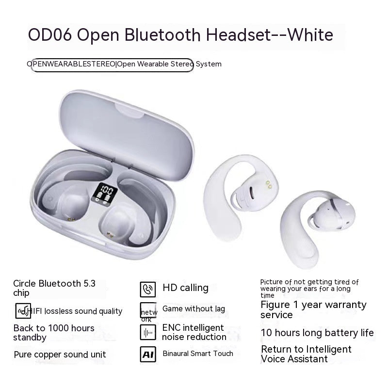 Bone Conduction True Wireless Ear Clip Ear Ultra-long Life Battery Headset