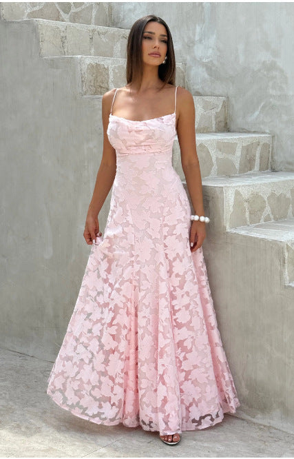 Summer Women's Sexy Sling Chiffon Elegant Backless Dress