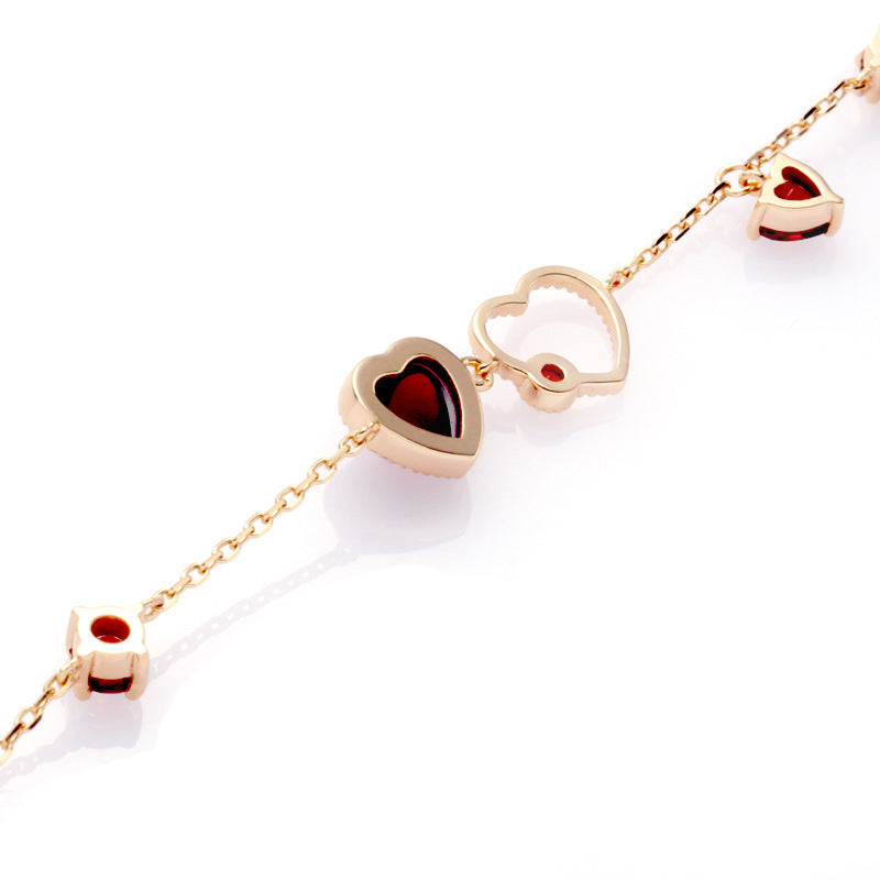 Ladies New Red Pomegranate Heart Bracelet