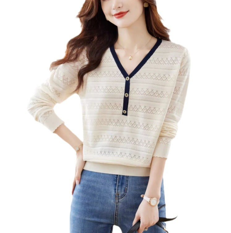 V-neck Sweater Thin Loose Outer Wear