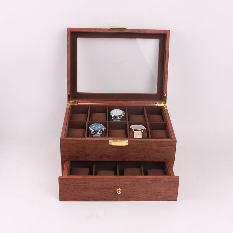 Antique Wood Double Deck Watch Jewelry Storage Box