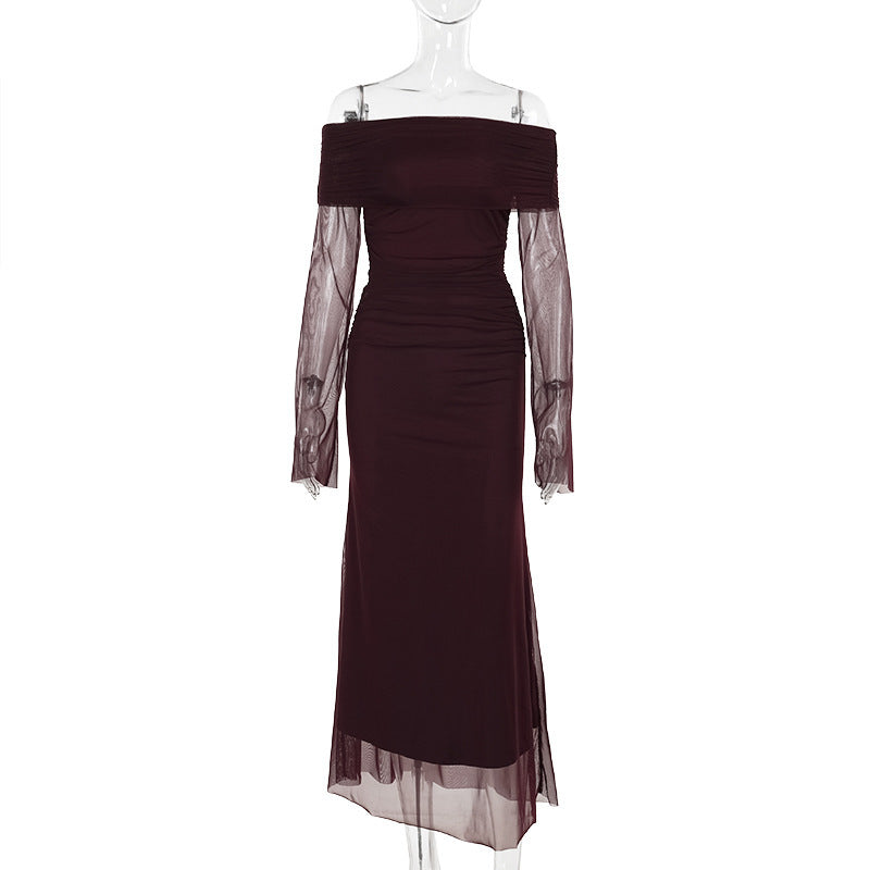 Women's Autumn Fashion Slim Mesh Dress