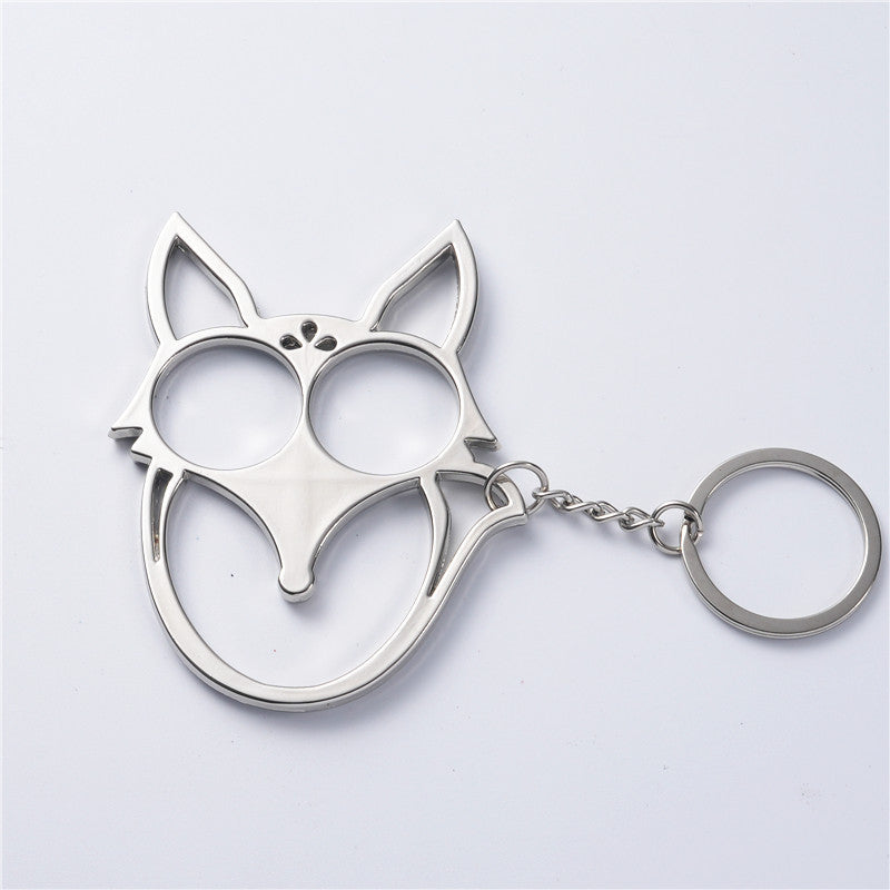 Fox Shaped Key-chain Metal Double Finger Lock Outdoor Self-defense Supplies Multifunctional