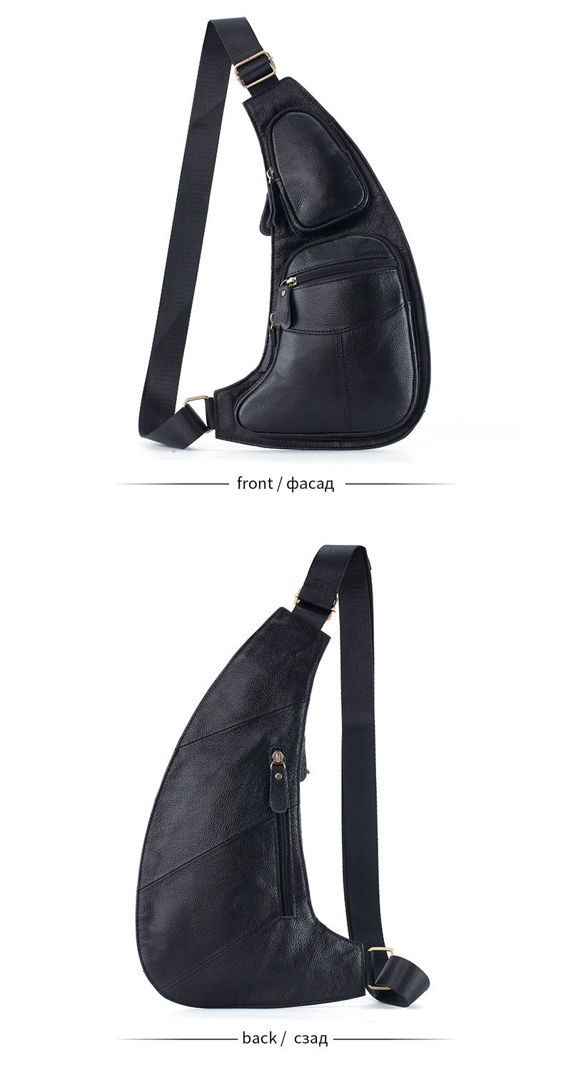 Genuine Leather Men's Crescent Chest Bag First Layer Cowhide